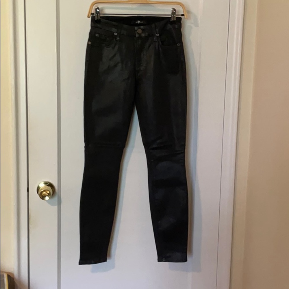 7 for All Mankind Coated Black Skinny Jeans